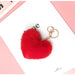 Wholesale Imitation Rex Rabbit Fur Heart Pom Pom Keychain JDC-KC-FeiRun024 Keychains 飞润 Wholesale Jewelry JoyasDeChina Joyas De China