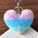 Wholesale Imitation Rex Rabbit Fur Heart Pom Pom Keychain JDC-KC-FeiRun024 Keychains 飞润 Purple+Blue OPP Wholesale Jewelry JoyasDeChina Joyas De China