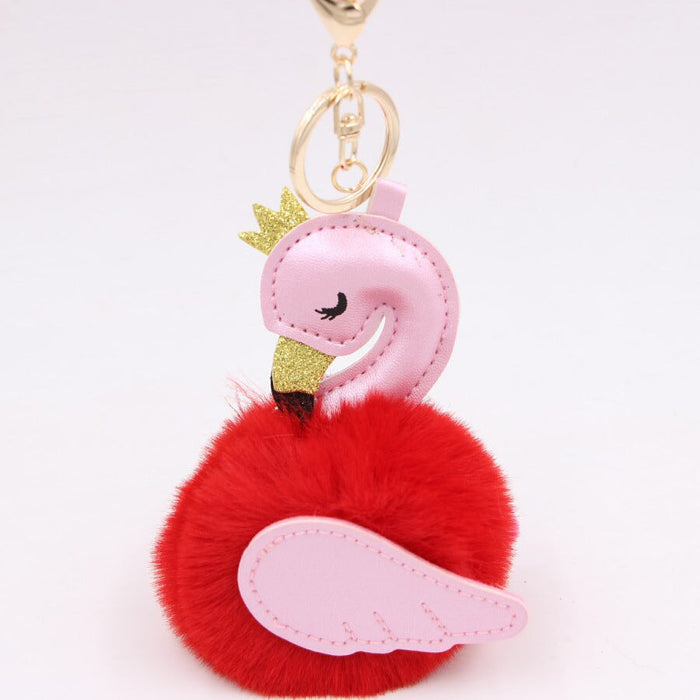 Wholesale Imitation Rex Rabbit Fur PU Leather Swan Fur Ball Pom Pom Keychain JDC-KC-Zuge013 Keychains 祖格 Wholesale Jewelry JoyasDeChina Joyas De China