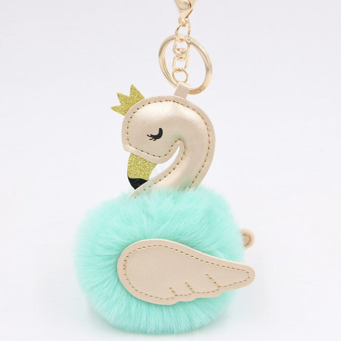 Wholesale Imitation Rex Rabbit Fur PU Leather Swan Fur Ball Pom Pom Keychain JDC-KC-Zuge013 Keychains 祖格 Wholesale Jewelry JoyasDeChina Joyas De China