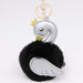 Wholesale Imitation Rex Rabbit Fur PU Leather Swan Fur Ball Pom Pom Keychain JDC-KC-Zuge013 Keychains 祖格 black-silver / Wholesale Jewelry JoyasDeChina Joyas De China