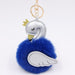 Wholesale Imitation Rex Rabbit Fur PU Leather Swan Fur Ball Pom Pom Keychain JDC-KC-Zuge013 Keychains 祖格 Sapphire-silver / Wholesale Jewelry JoyasDeChina Joyas De China