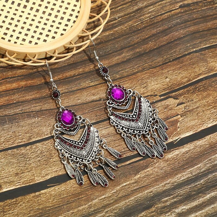 Wholesale imitation seedling silver metal earrings JDC-ES-Daiq010 Earrings 黛茜 DC1977-7 purple Wholesale Jewelry JoyasDeChina Joyas De China