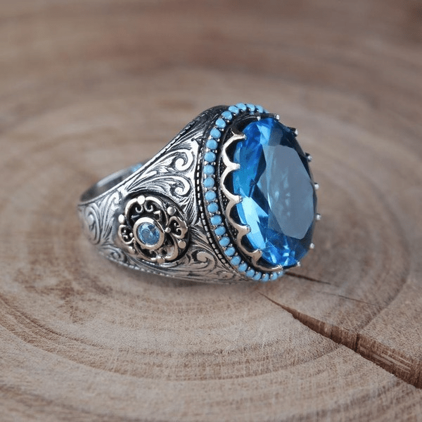 Wholesale Inlaid Sea Blue Zircon Ring JDC-RS-Beid004 Rings 贝迪 Wholesale Jewelry JoyasDeChina Joyas De China