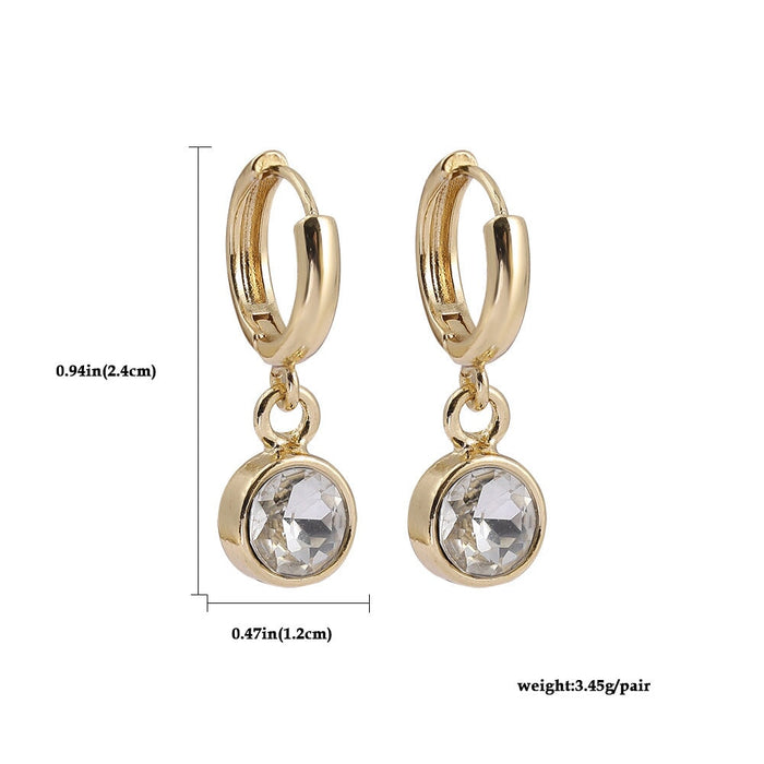 Wholesale INS Wind Geometric Water Drop Rhinestone Celi Earrings JDC-ES-Ruol005 Earrings 若龙 Golden round diamond A1-4-2-6 Wholesale Jewelry JoyasDeChina Joyas De China