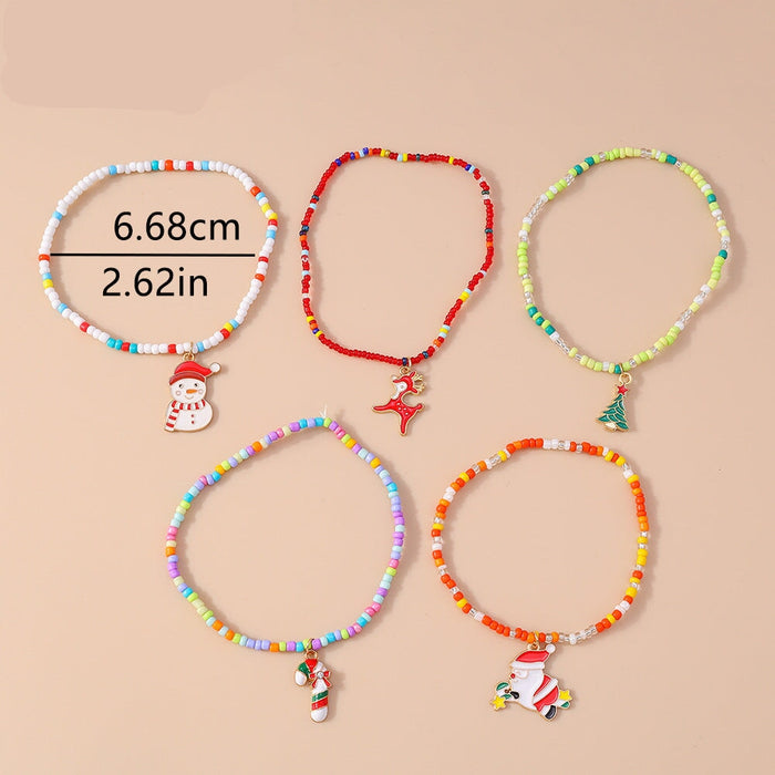 Wholesale Jewelry Random Anklet suit Fashion Santa Claus Christmas Tree Snowman Foot Jewelry Anklets JoyasDeChina Random 5 anklet set Wholesale Jewelry JoyasDeChina Joyas De China