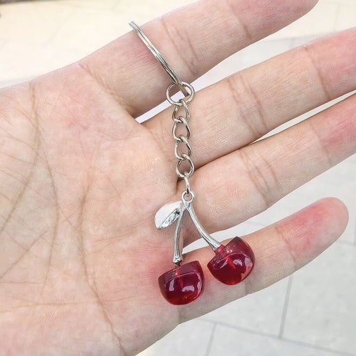 Wholesale Jewelry Simulation Cherry Keychain Fruit Pendant Accessories Key Chain Keychains JoyasDeChina Red keychain Wholesale Jewelry JoyasDeChina Joyas De China