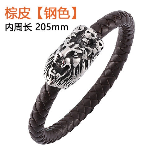 Wholesale Leather Braided Lion Stainless Steel Bracelet JDC-BT-RShen028 Bracelet 日盛 Wholesale Jewelry JoyasDeChina Joyas De China