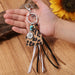 Wholesale Leather Tassel Turquoise Alloy Sunflower Keychain MOQ≥2 JDC-KC-HeYi001 Keychains 合异 3 Wholesale Jewelry JoyasDeChina Joyas De China