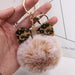 Wholesale Leopard Print Bow Imitation Rex Rabbit Fur Ball Alloy Pom Pom Keychain JDC-KC-Zuge010 Keychains 祖格 Wholesale Jewelry JoyasDeChina Joyas De China