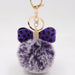 Wholesale Leopard Print Bow Imitation Rex Rabbit Fur Ball Alloy Pom Pom Keychain JDC-KC-Zuge010 Keychains 祖格 Bicolor Purple-Purple / Wholesale Jewelry JoyasDeChina Joyas De China