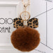 Wholesale Leopard Print Bow Imitation Rex Rabbit Fur Ball Alloy Pom Pom Keychain JDC-KC-Zuge010 Keychains 祖格 dark brown / Wholesale Jewelry JoyasDeChina Joyas De China