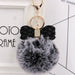 Wholesale Leopard Print Bow Imitation Rex Rabbit Fur Ball Alloy Pom Pom Keychain JDC-KC-Zuge010 Keychains 祖格 Two-tone black-black / Wholesale Jewelry JoyasDeChina Joyas De China