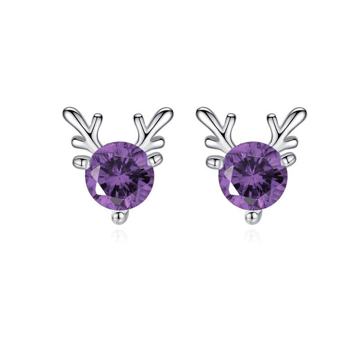 Wholesale Little Elk Electroplating Alloy Earrings for Christmas JDC-ES-Yizhong008 Earrings 怡众 05 purple Wholesale Jewelry JoyasDeChina Joyas De China