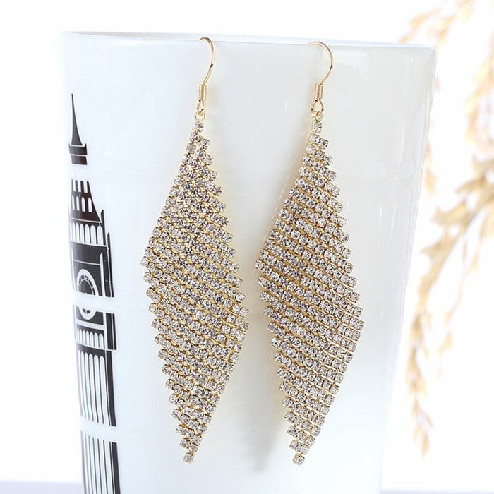 Wholesale long diamond earrings JDC-ES-Sideng028 Earrings 思登 Wholesale Jewelry JoyasDeChina Joyas De China