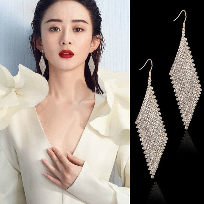 Wholesale long diamond earrings JDC-ES-Sideng028 Earrings 思登 Wholesale Jewelry JoyasDeChina Joyas De China