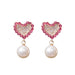 Wholesale love full diamond fringe pink pearl earrings JDC-ES-Sideng021 Earrings 思登 Wholesale Jewelry JoyasDeChina Joyas De China