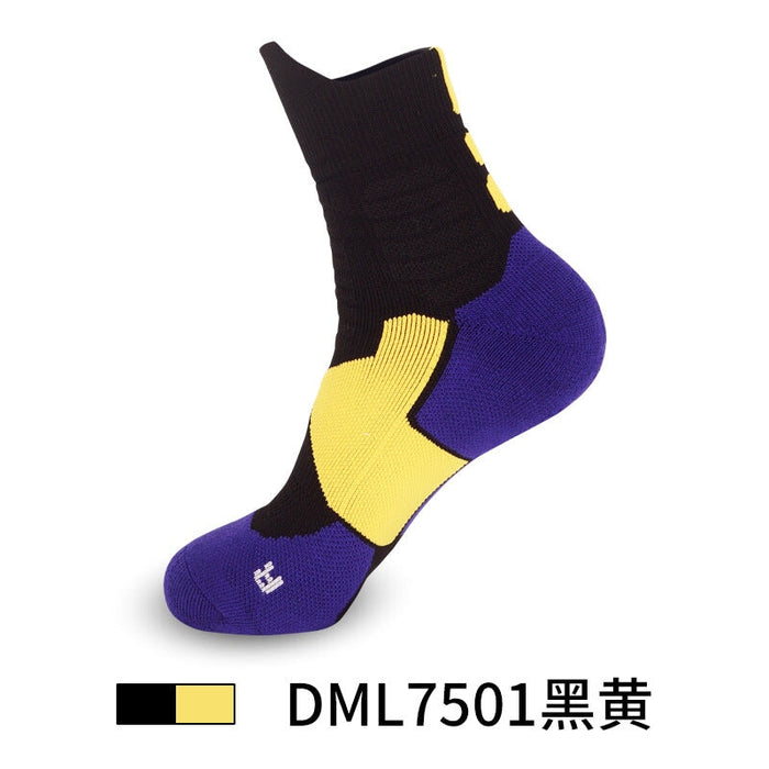 Wholesale Men's Basketball Socks Spandex Sports Socks Mid Tube Badminton Socks JDC-SK-LingTu009 Sock 领途 Adult black yellow Wholesale Jewelry JoyasDeChina Joyas De China