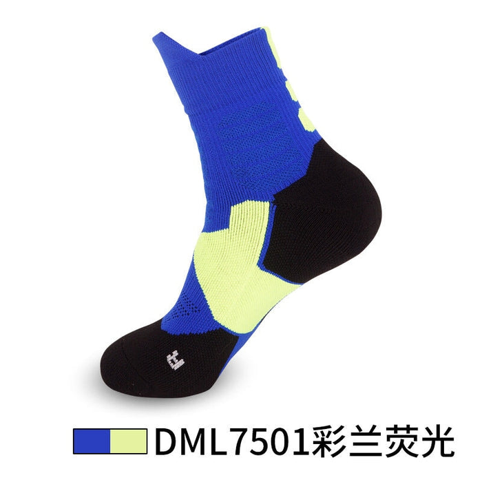 Wholesale Men's Basketball Socks Spandex Sports Socks Mid Tube Badminton Socks JDC-SK-LingTu009 Sock 领途 Adult blue fluorescent Wholesale Jewelry JoyasDeChina Joyas De China
