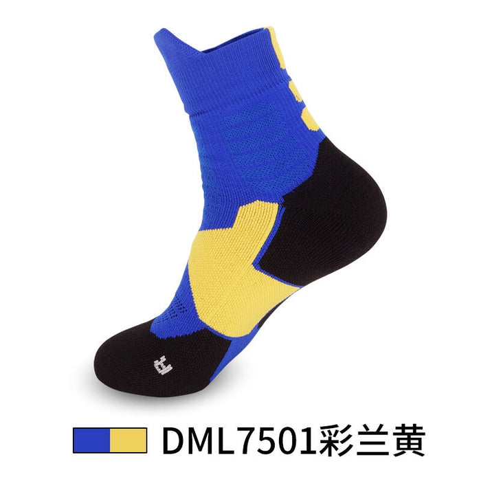 Wholesale Men's Basketball Socks Spandex Sports Socks Mid Tube Badminton Socks JDC-SK-LingTu009 Sock 领途 Adult blue yellow Wholesale Jewelry JoyasDeChina Joyas De China