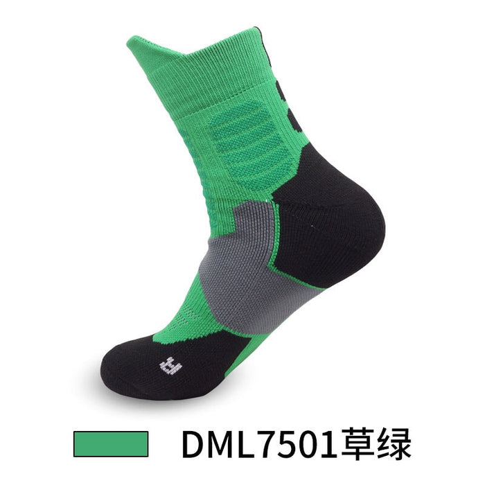 Wholesale Men's Basketball Socks Spandex Sports Socks Mid Tube Badminton Socks JDC-SK-LingTu009 Sock 领途 Adult grass green Wholesale Jewelry JoyasDeChina Joyas De China