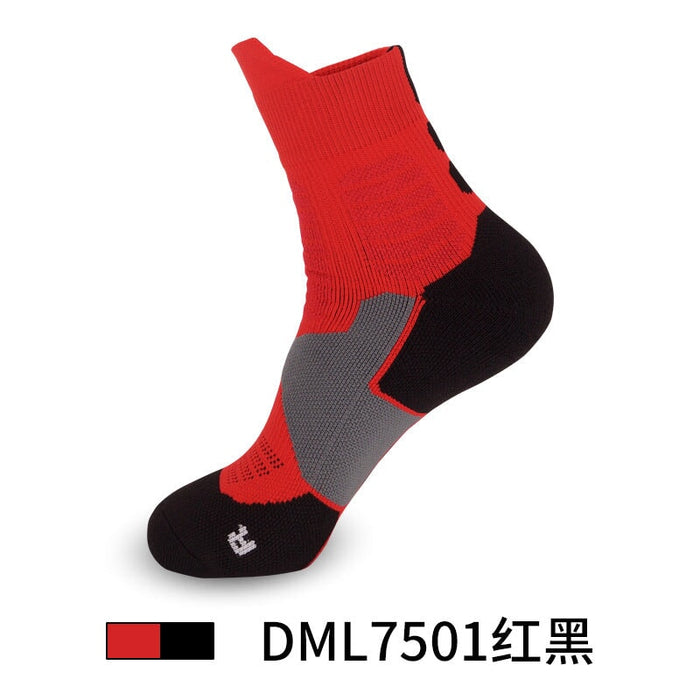 Wholesale Men's Basketball Socks Spandex Sports Socks Mid Tube Badminton Socks JDC-SK-LingTu009 Sock 领途 Adult red black Wholesale Jewelry JoyasDeChina Joyas De China