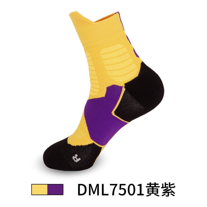 Wholesale Men's Basketball Socks Spandex Sports Socks Mid Tube Badminton Socks JDC-SK-LingTu009 Sock 领途 Adult yellow purple Wholesale Jewelry JoyasDeChina Joyas De China