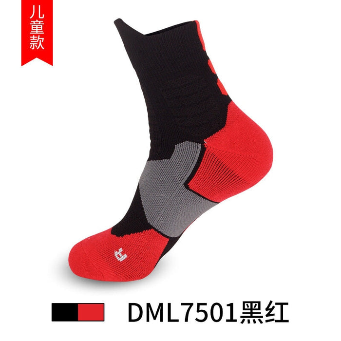 Wholesale Men's Basketball Socks Spandex Sports Socks Mid Tube Badminton Socks JDC-SK-LingTu009 Sock 领途 kid black red Wholesale Jewelry JoyasDeChina Joyas De China