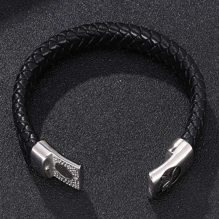 Wholesale Men's Genuine Leather Rabbit Stainless Steel Magnet Buckle Bracelet JDC-BT-RShen033 Bracelet 日盛 Wholesale Jewelry JoyasDeChina Joyas De China