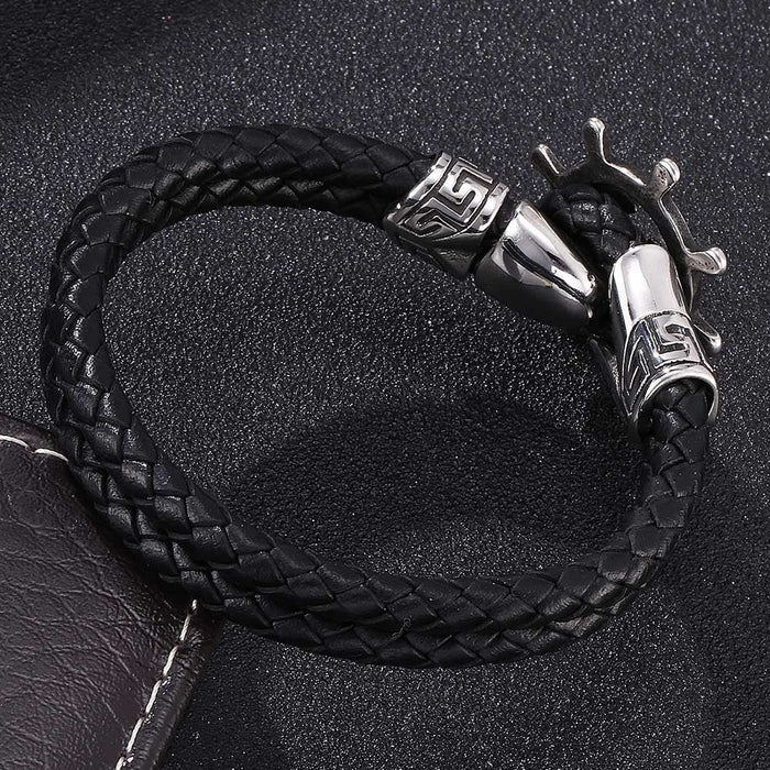 Wholesale Men's Leather Anchor Stainless Steel Bracelet JDC-BT-RShen034 Bracelet 日盛 Wholesale Jewelry JoyasDeChina Joyas De China