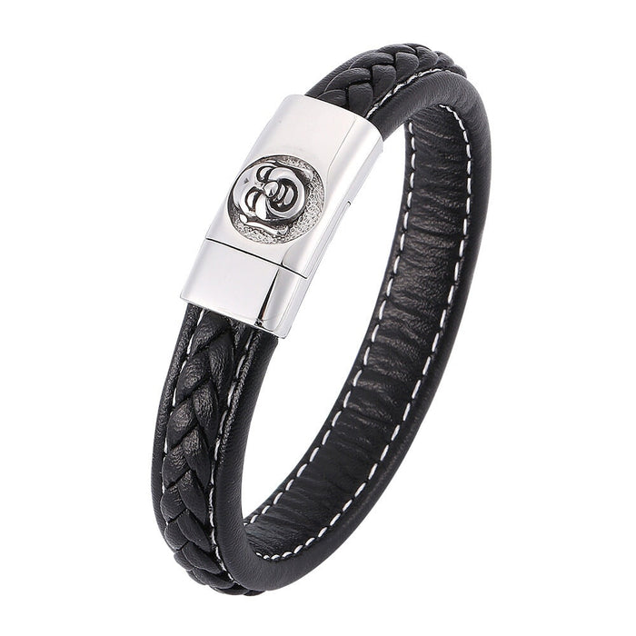 Wholesale Men's Leather Buddha Head Stainless Steel Bracelet JDC-BT-RShen006 Bracelet 日盛 Wholesale Jewelry JoyasDeChina Joyas De China