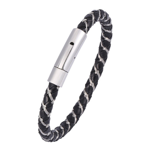 Wholesale Men's Leather Cord Stainless Steel Bracelet JDC-BT-RShen036 Bracelet 日盛 Wholesale Jewelry JoyasDeChina Joyas De China