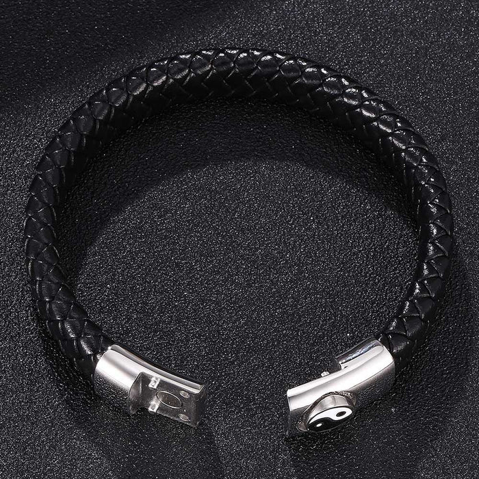 Wholesale Men's Leather Gossip Magnet Buckle Stainless Steel Bracelet JDC-BT-RShen019 Bracelet 日盛 Wholesale Jewelry JoyasDeChina Joyas De China