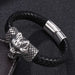 Wholesale Men's Punk Tiger Leopard Stainless Steel Magnet Buckle Leather Bracelet JDC-BT-RShen015 Bracelet 日盛 165mm Wholesale Jewelry JoyasDeChina Joyas De China