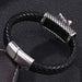 Wholesale Men's Punk Tiger Leopard Stainless Steel Magnet Buckle Leather Bracelet JDC-BT-RShen015 Bracelet 日盛 Wholesale Jewelry JoyasDeChina Joyas De China