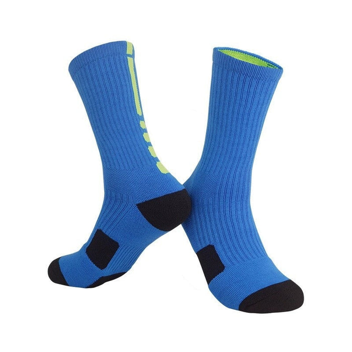 Wholesale Men's Sweat Absorbent Breathable Polyester Mid-Length Basketball Socks JDC-SK-LingTu011 Sock 领途 kid blue fluorescent Wholesale Jewelry JoyasDeChina Joyas De China