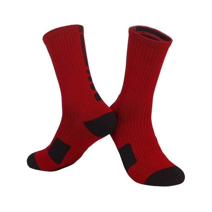 Wholesale Men's Sweat Absorbent Breathable Polyester Mid-Length Basketball Socks JDC-SK-LingTu011 Sock 领途 kid red and black Wholesale Jewelry JoyasDeChina Joyas De China