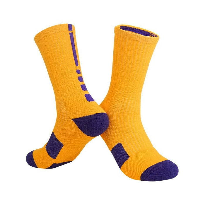 Wholesale Men's Sweat Absorbent Breathable Polyester Mid-Length Basketball Socks JDC-SK-LingTu011 Sock 领途 kid yellow and purple Wholesale Jewelry JoyasDeChina Joyas De China