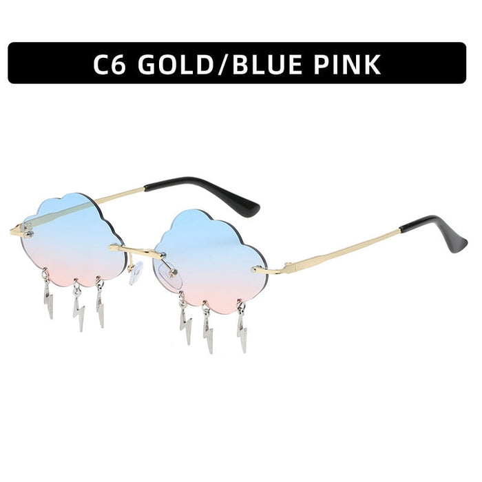 Wholesale Metal pc Color Fashion Frameless Cloud Lightning Sunglasses JDC-SG-XIa018 Sunglasses 锡安 C6 As shown Wholesale Jewelry JoyasDeChina Joyas De China