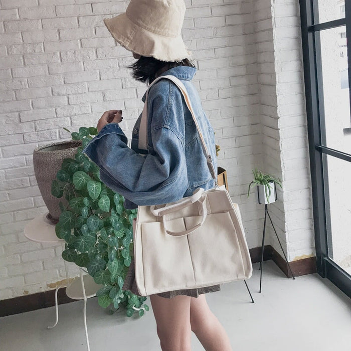 Wholesale Multi Pocket Crossbody Large Capacity Shoulder Bag Canvas Bag JDC-SD-Hanc003 Shoulder Bags 韩创 Wholesale Jewelry JoyasDeChina Joyas De China