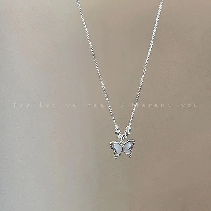 Wholesale Opal Butterfly Necklace Female Clavicle Chain Accessories Necklaces JoyasDeChina butterfly pendant necklace Wholesale Jewelry JoyasDeChina Joyas De China