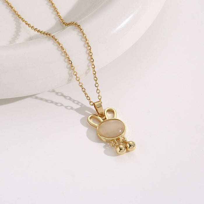 Wholesale Opal Rabbit Necklace Women's All-match Titanium Clavicle Chain Jewelry Necklaces JoyasDeChina Wholesale Jewelry JoyasDeChina Joyas De China