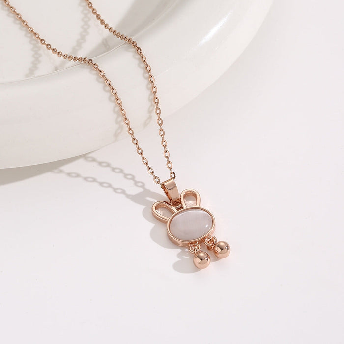 Wholesale Opal Rabbit Necklace Women's All-match Titanium Clavicle Chain Jewelry Necklaces JoyasDeChina 8117-Rose Gold Wholesale Jewelry JoyasDeChina Joyas De China