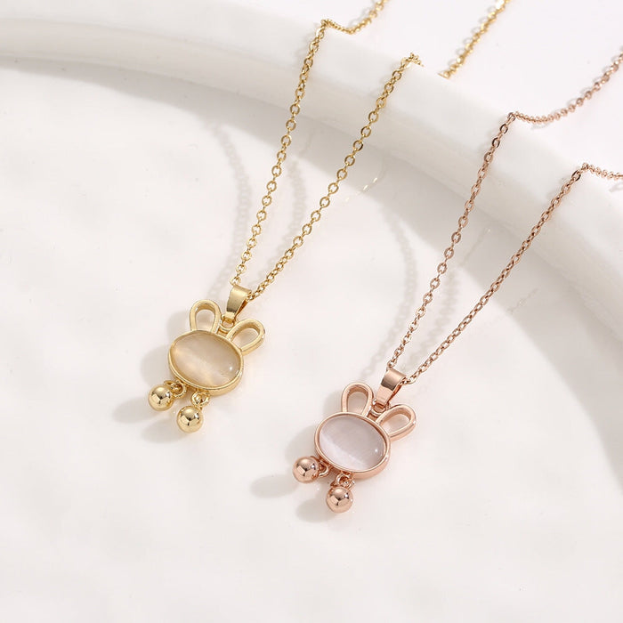 Wholesale Opal Rabbit Necklace Women's All-match Titanium Clavicle Chain Jewelry Necklaces JoyasDeChina Wholesale Jewelry JoyasDeChina Joyas De China
