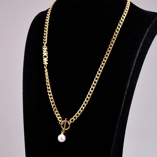 Wholesale OT Buckle Imitation Pearl Chain Titanium Steel Plated 18K Necklace JDC-NE-YS054 Necklaces 艺昇 Wholesale Jewelry JoyasDeChina Joyas De China