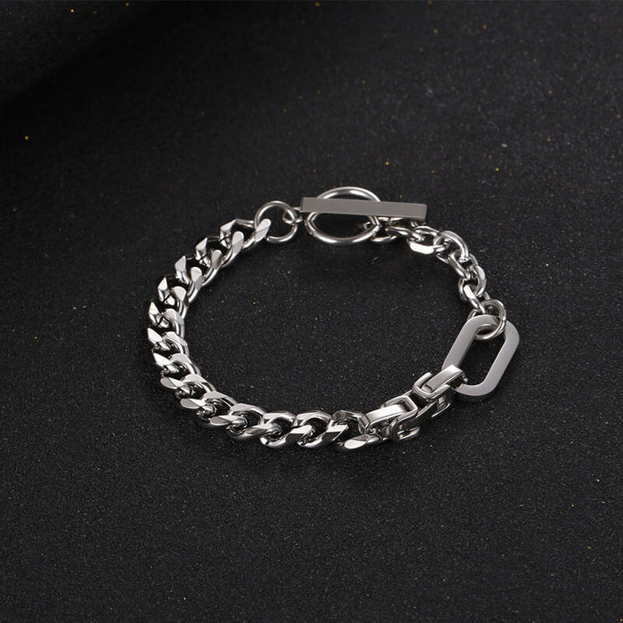 Wholesale OT Buckle Polished Titanium Steel Couple Bracelet JDC-BT-Yixin008 Bracelet 壹芯 17CM Wholesale Jewelry JoyasDeChina Joyas De China