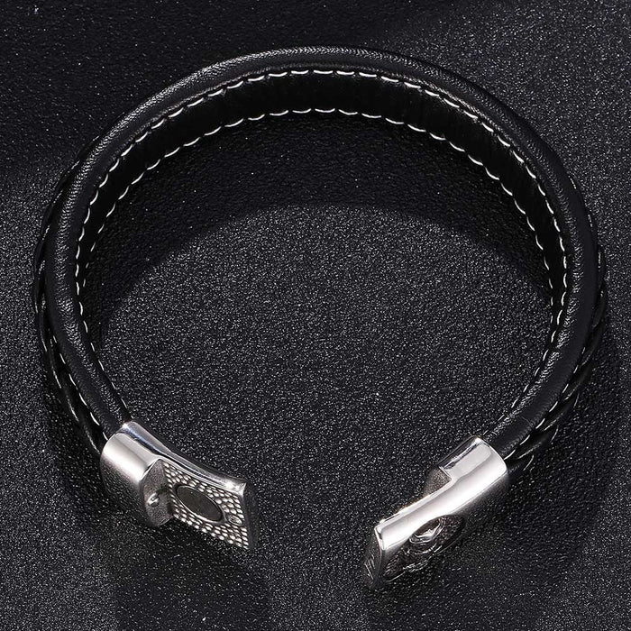 Wholesale Owl Braided Leather Stainless Steel Bracelet JDC-BT-RShen022 Bracelet 日盛 Wholesale Jewelry JoyasDeChina Joyas De China