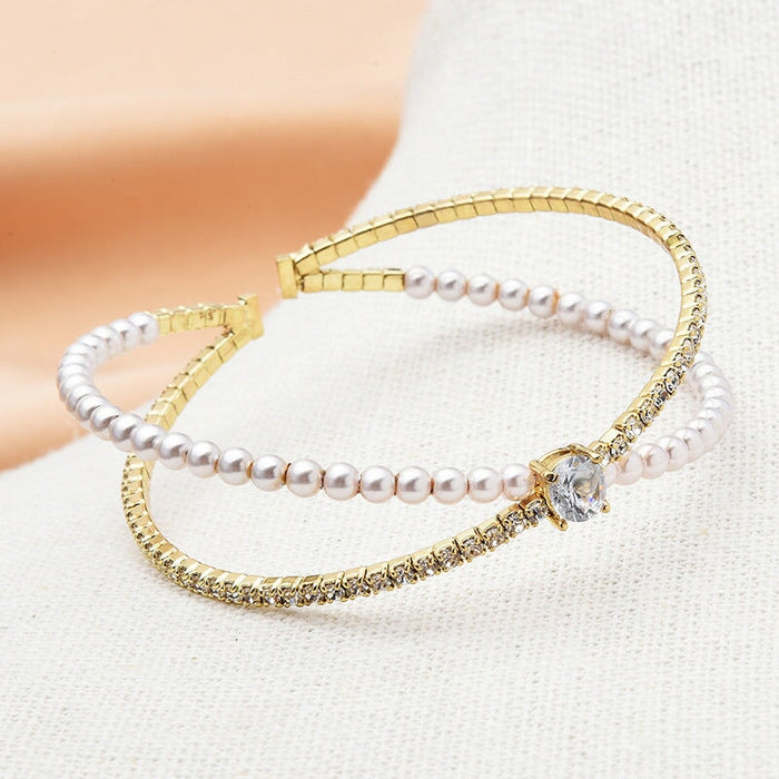 Wholesale pearl cold wind alloy bracelet JDC-BT-Jiaow002 Bracelet 娇婉 Wholesale Jewelry JoyasDeChina Joyas De China