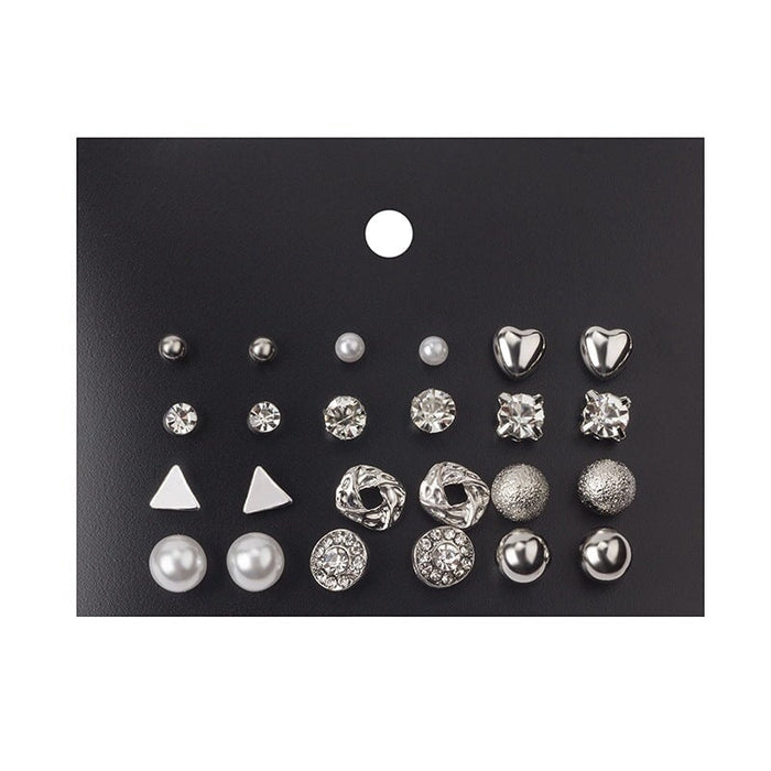 Wholesale Pearl Zircon Alloy Earrings Set JDC-ES-Yizhong005 Earrings 怡众 02 silver Wholesale Jewelry JoyasDeChina Joyas De China