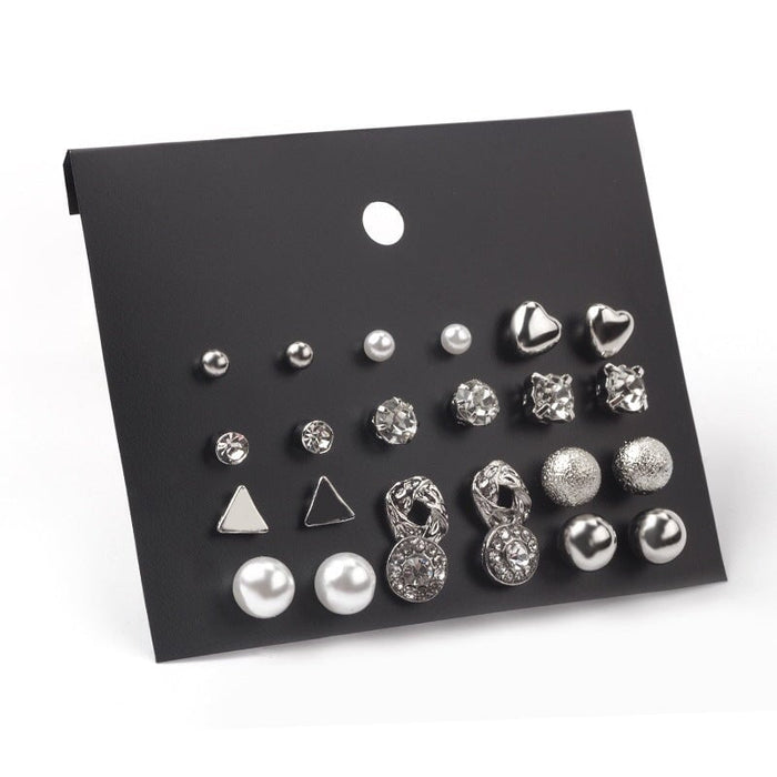 Wholesale Pearl Zircon Alloy Earrings Set JDC-ES-Yizhong005 Earrings 怡众 Wholesale Jewelry JoyasDeChina Joyas De China